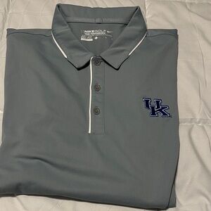 Nike Men's Polo Shirt in Gray with Blue Logo